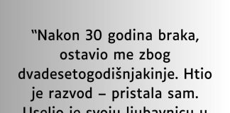 “Nakon 30 godina braka, ostavio me zbog dvadesetogodišnjakinje…” “Nakon 30 godina braka, ostavio me zbog dvadesetogodišnjakinje…” - featured image