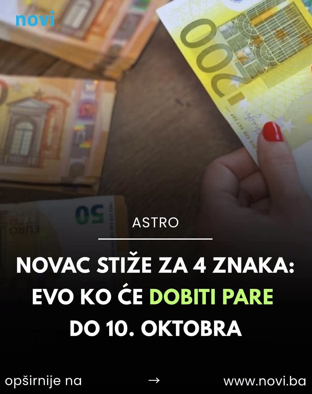 Novac stiže za 4 znaka: Evo k0 će dobiti pare do 10. oktobra - featured image Novac stiže za 4 znaka: Evo k0 će dobiti pare do 10. oktobra - featured image